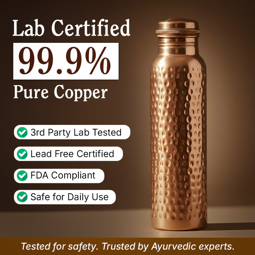 Certified Ayurveda - Pure Copper Water Bottles - V2 Hand Hammered Edition